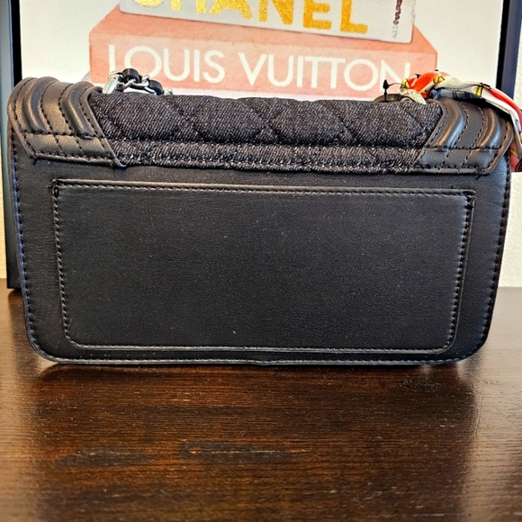 Badgley Mischka Black Quilted Denim Bag. - Picture 3 of 7